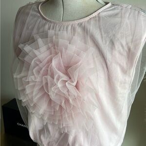 Express Light Pink Tule Flower Blouse
